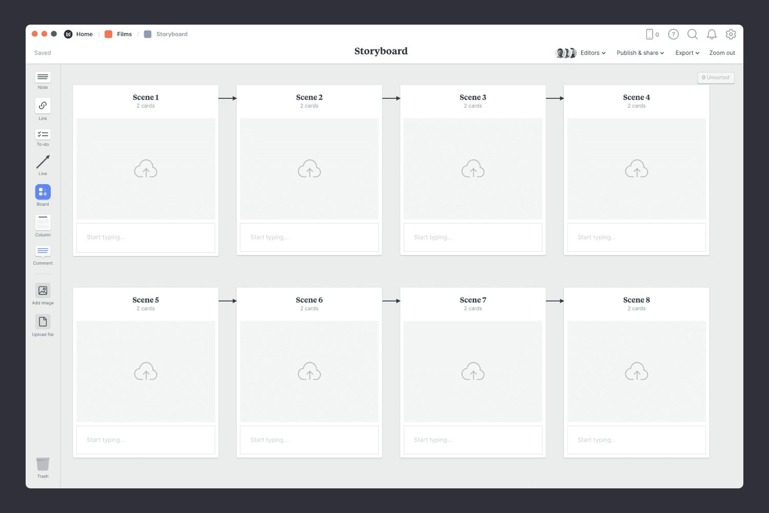 Empty film storyboard template