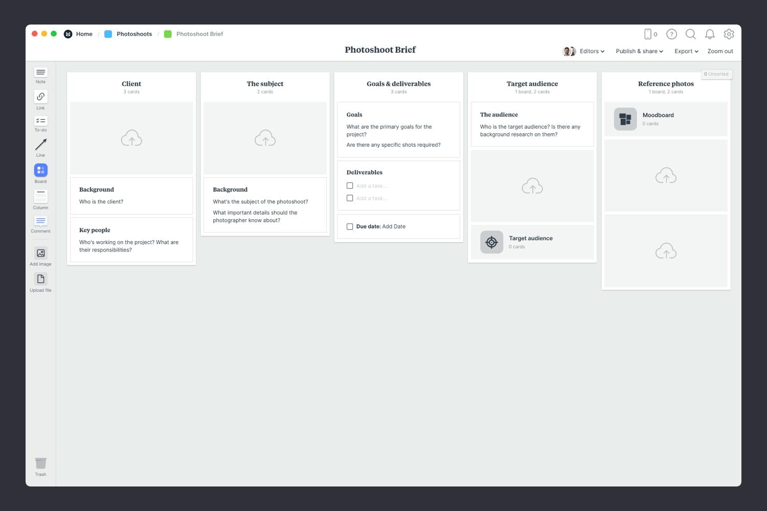 Photoshoot Brief Template Step1