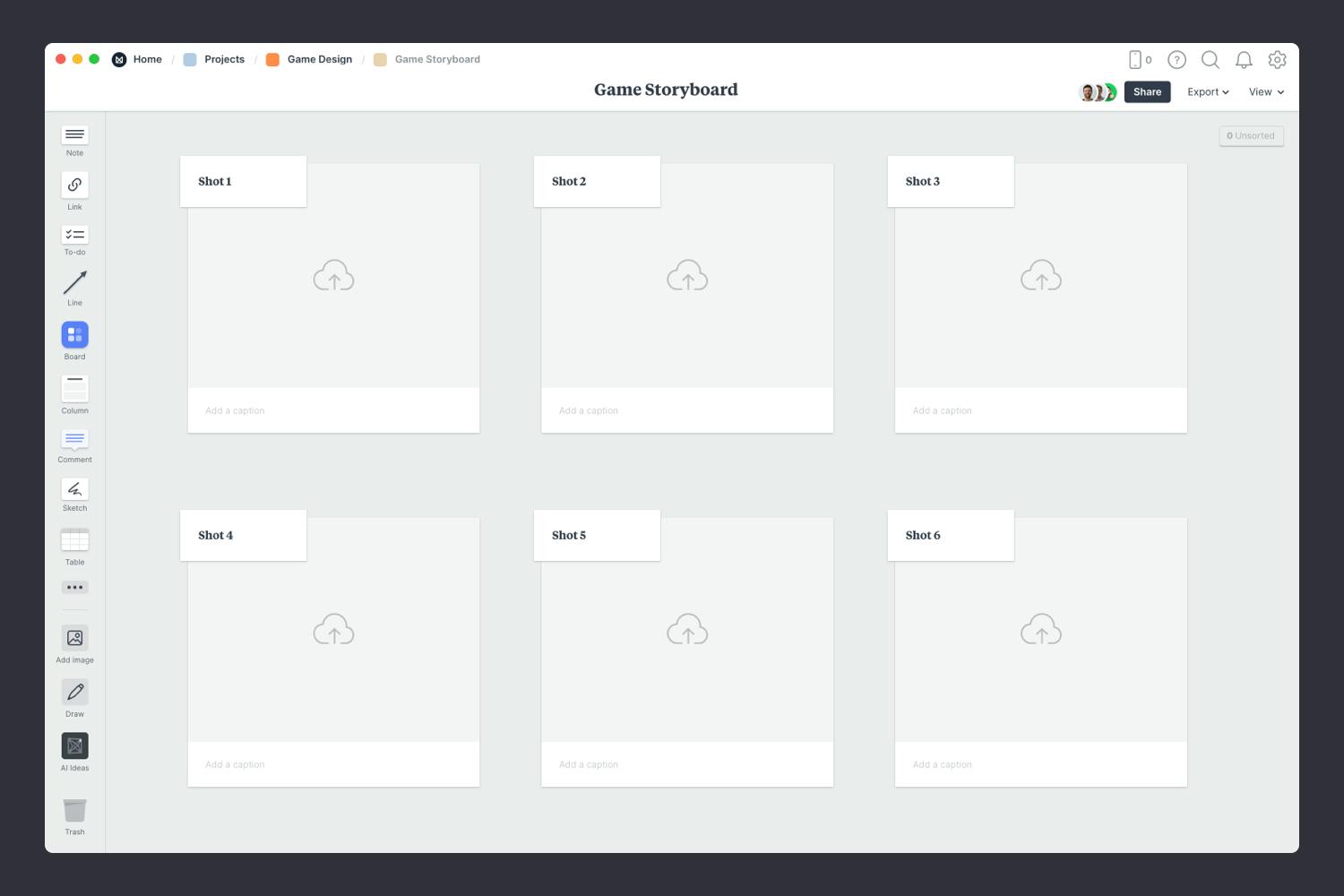 Image game storyboard Step1