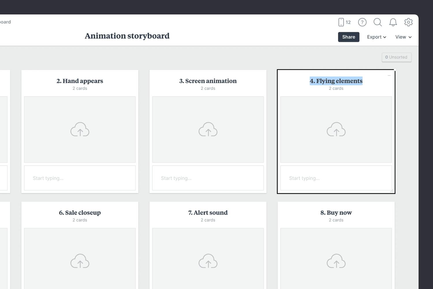 Milanote animation storyboard template step02