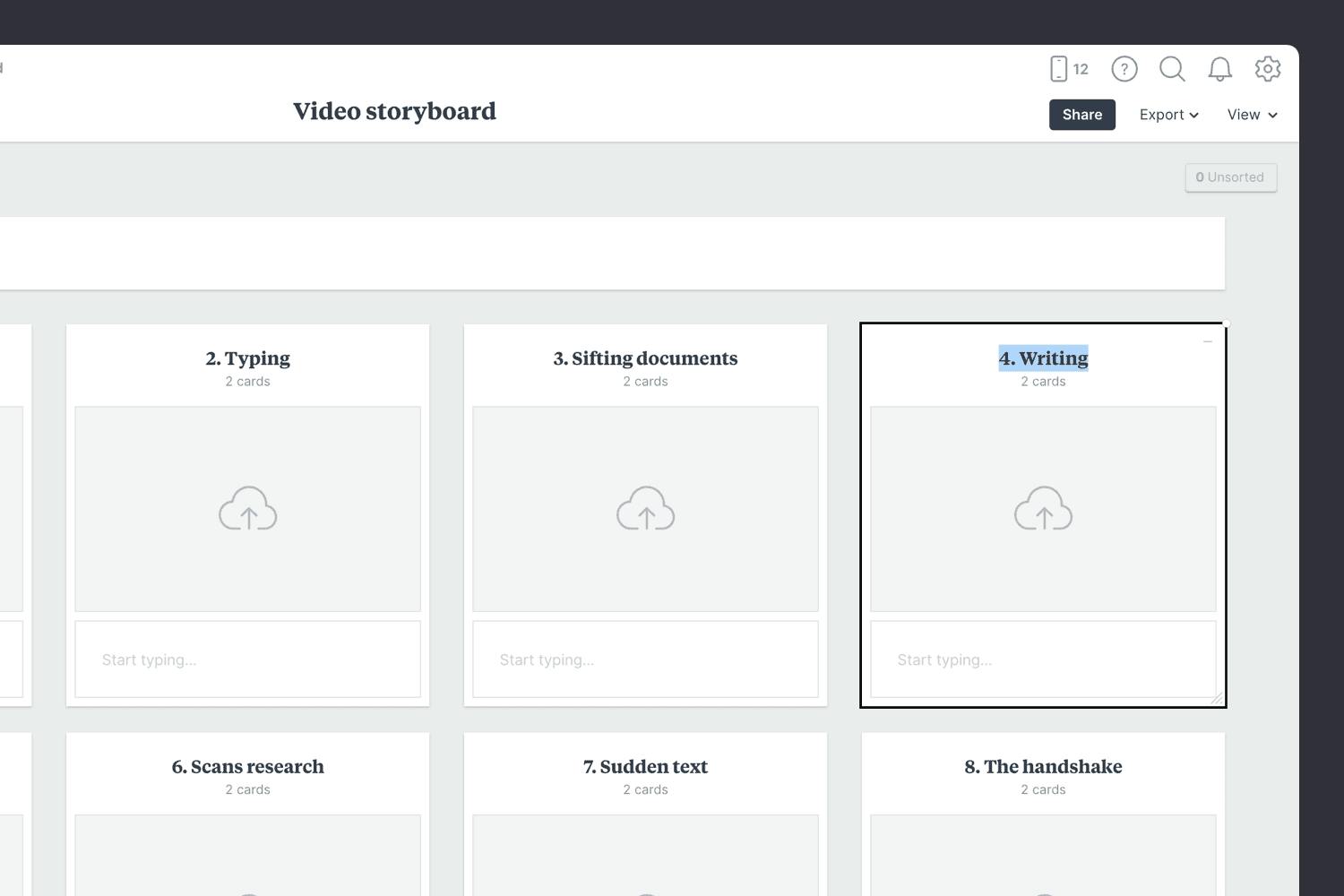 Milanote video storyboard template step02