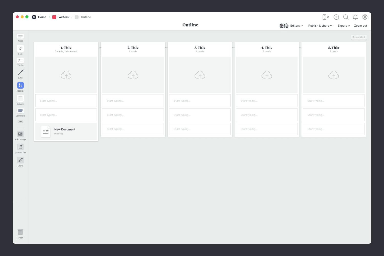 Empty story outline template