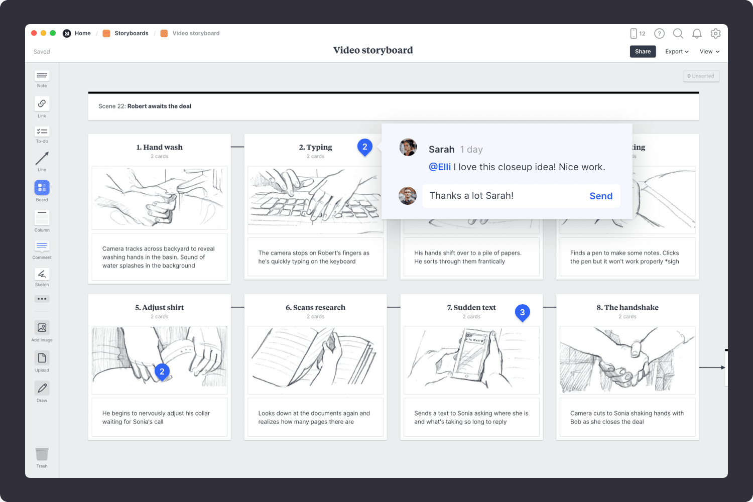 Milanote video storyboard template step06